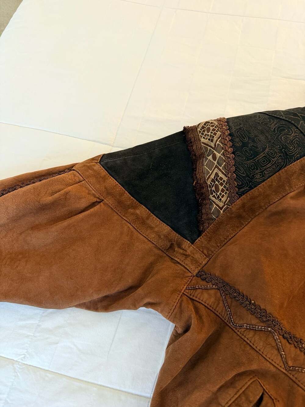 Vintage Genuine Leather Suede Bomber Jacket Brown Southwestern Western Women’s - Picture 7 of 14